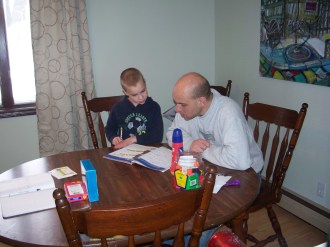 Enjoying Dad's Math class.