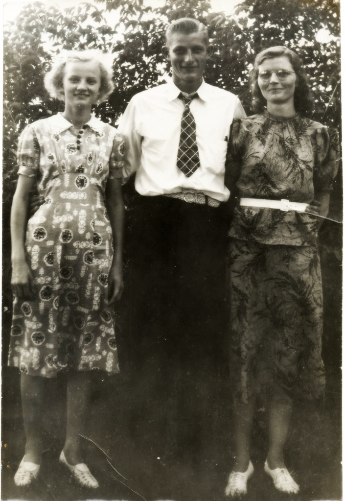 (R to L) Josephine, John and Anna VanDyk. We believe that this photo was taken perhaps years later, when Josephine went to visit her dad and siblings in Kalamazoo. 